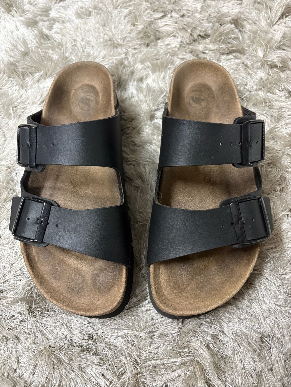 Papillio platform Black Double Strap Slide Sandals sz39